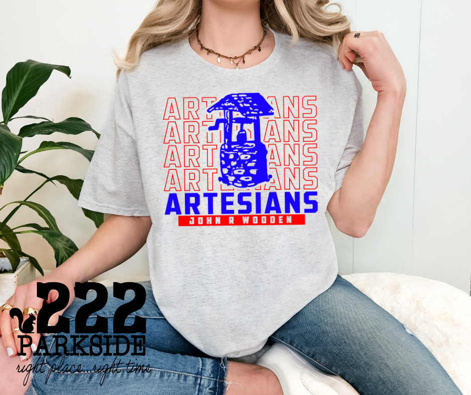 John R Wooden Artesian repeat Graphic Unisex Tee