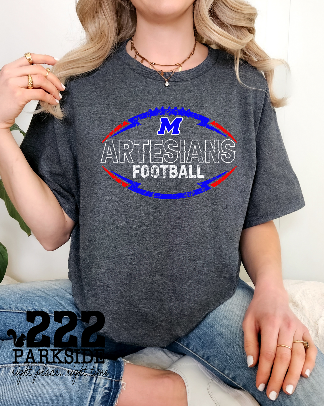 Distressed Dark Heather Grey Unisex football Graphic tee-