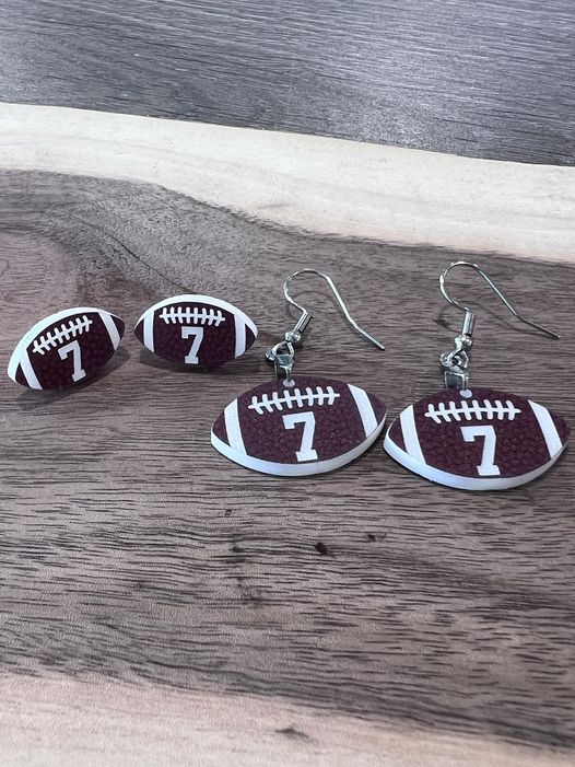 Custom Number Football Earrings