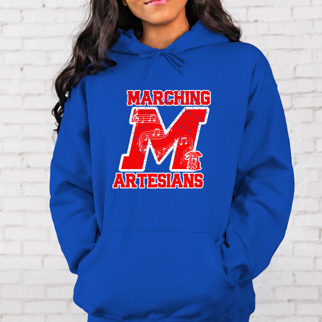 Marching Artesian Unisex Vintage Music Note Hoodie