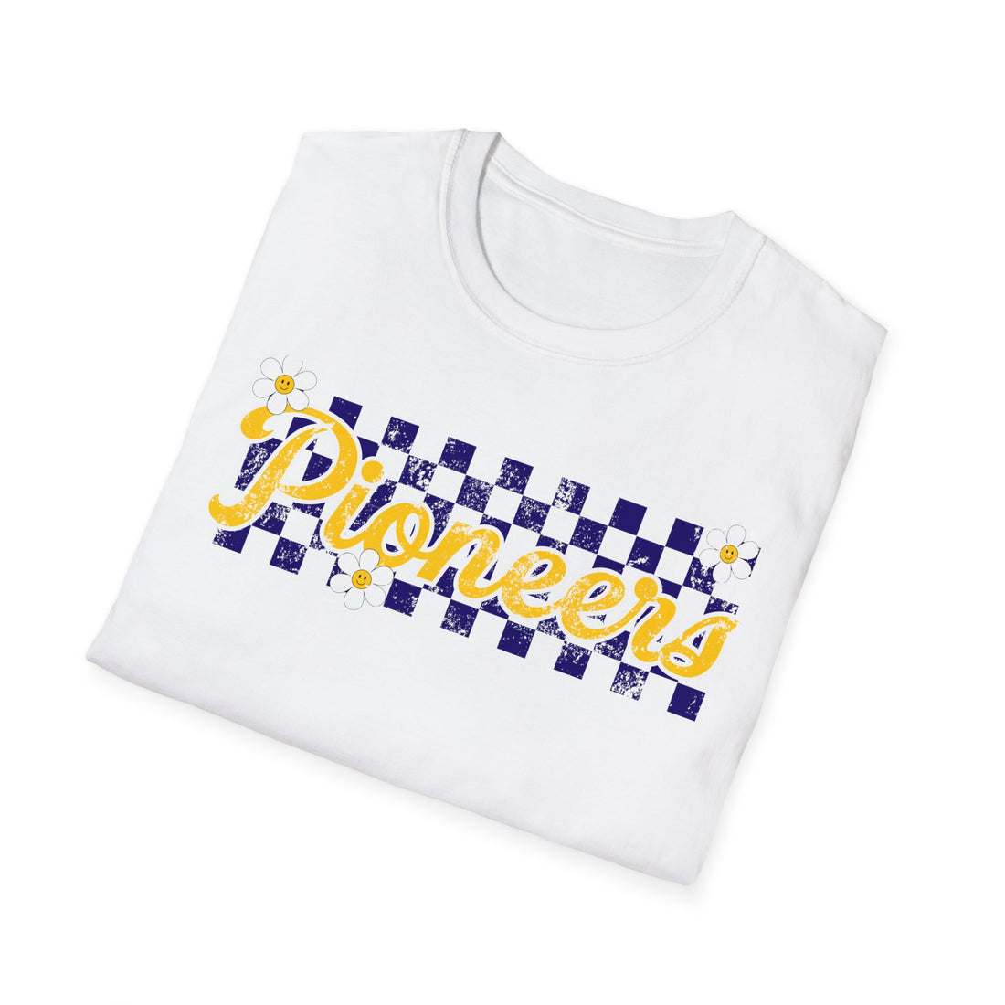 Pioneer Retro Checker Flowers Spirit Unisex Softstyle T-Shirt