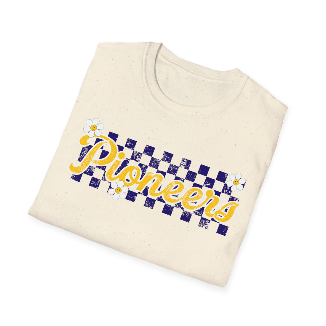 Pioneer Retro Checker Flowers Spirit Unisex Softstyle T-Shirt