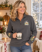 Woodland Christmas Cottage Quarter-Zip Sweatshirt