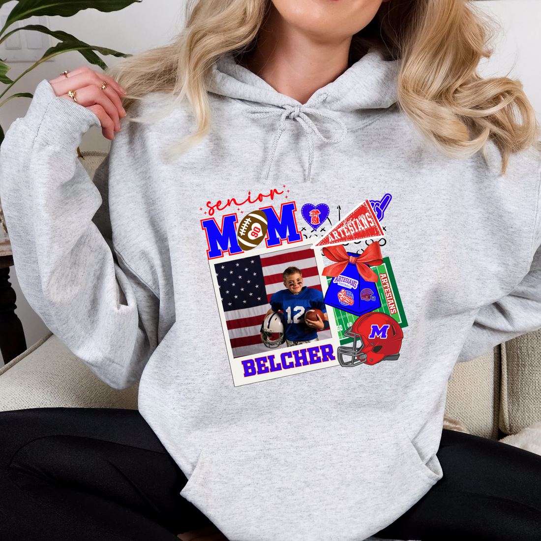 Custom Martinsville Photo Football Mom 2027 Graphic Tee's