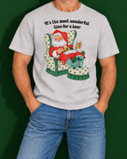 It's the Most Wonderful Time for a Beer | Men's Christmas Graphic Tee shown in ash on a male model