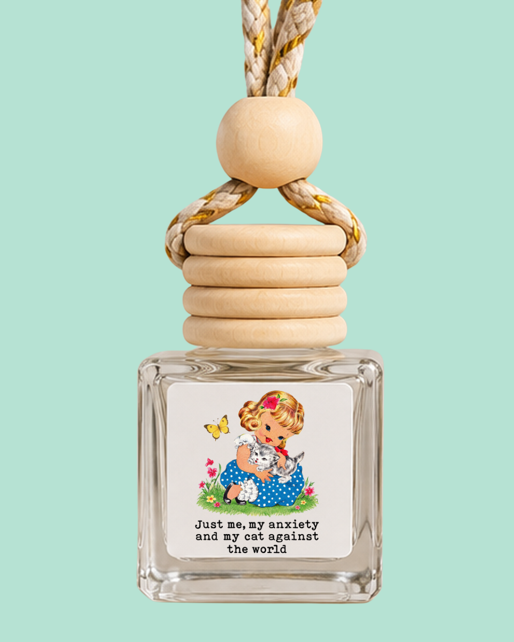 Just Me, My Anxiety & My Dog | Vintage Girl Car Scent - mockup 3