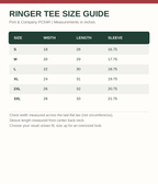Port and Company PC54R ringer tee size guide S to 3XL