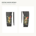 Winter woodland animal holiday sleeve prints on charcoal hoodie