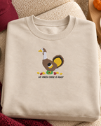 Porch Goose Sand folded detail embroidery sweatshirt