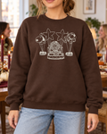 Thanksgiving Parade Dark Chocolate modeled embroidery sweatshirt
