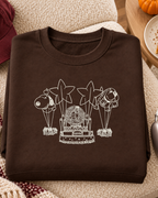 Thanksgiving Parade Dark Chocolate folded detail embroidery sweatshirt