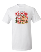 North Pole DC & Cookie Co. | Women's Retro Christmas Graphic Tee White T-shirt product-only mockup