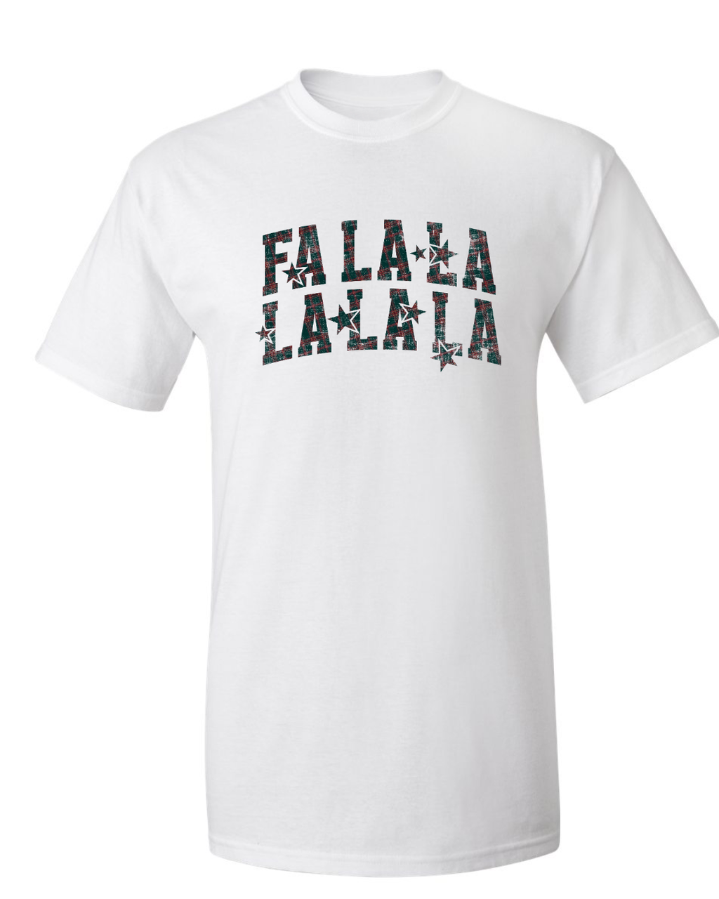 Fa La La La La | Vintage Lettering Women's Christmas Graphic Tee White T-shirt product-only mockup