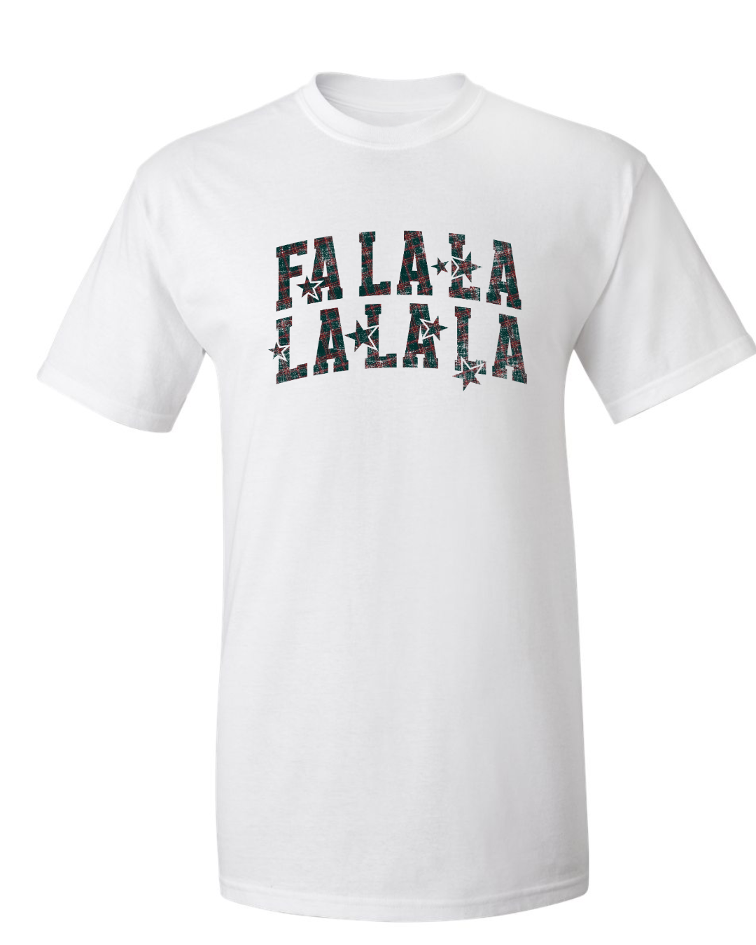 Fa La La La La | Vintage Lettering Women's Christmas Graphic Tee White T-shirt product-only mockup