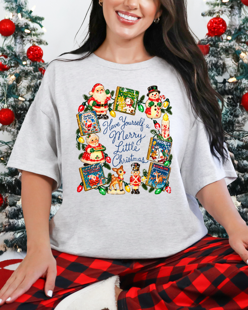 Have Yourself a Merry Little Christmas | Vintage Storybook Women's Graphic Tee Ash lifestyle Christmas photo