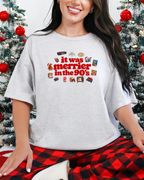 It Was Merrier in the '90s | Nostalgic Women's Christmas Graphic Tee Ash lifestyle Christmas mockup
