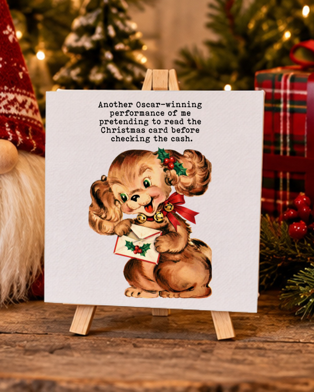 Oscar-Winning Christmas Card Performance | Mini Canvas & Easel holiday 4x4 mini canvas display mockup