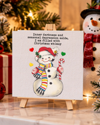 Filled With Christmas Whimsy | Snowman Mini Canvas & Easel holiday 4x4 mini canvas display mockup