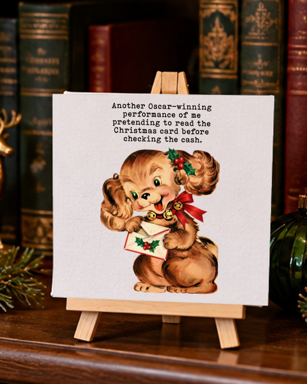 Oscar-Winning Christmas Card Performance | Mini Canvas & Easel holiday 4x4 mini canvas display mockup