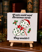 If Cats Could Send Christmas Cards | Mini Canvas & Easel holiday 4x4 mini canvas display mockup