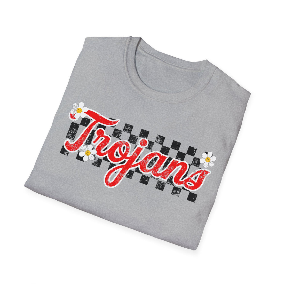 Center Grove Retro Checker Flowers Spirit Unisex Softstyle T-Shirt