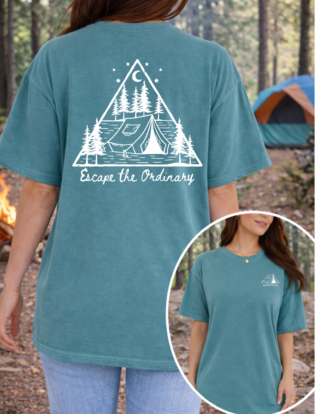 ESCAPE THE ORDINARY CAMPING Comfort Colors Graphic tee