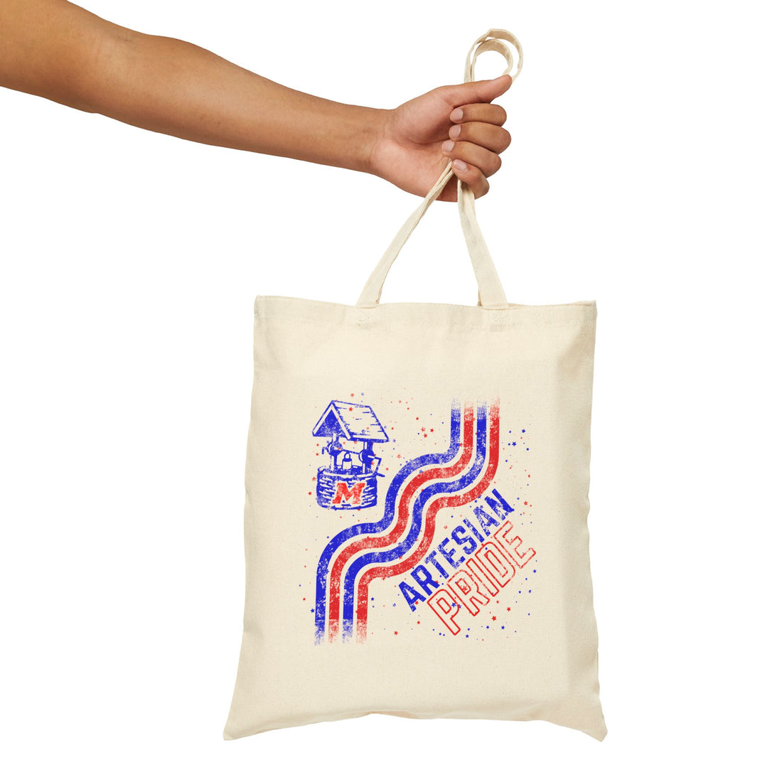 Artesian Retro Stars Cotton Canvas Tote Bag