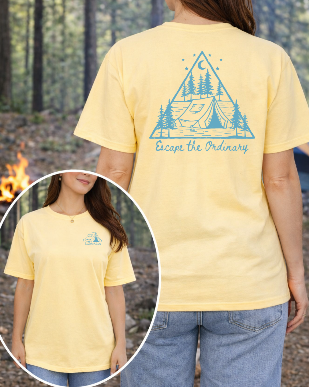 ESCAPE THE ORDINARY CAMPING Comfort Colors Graphic tee