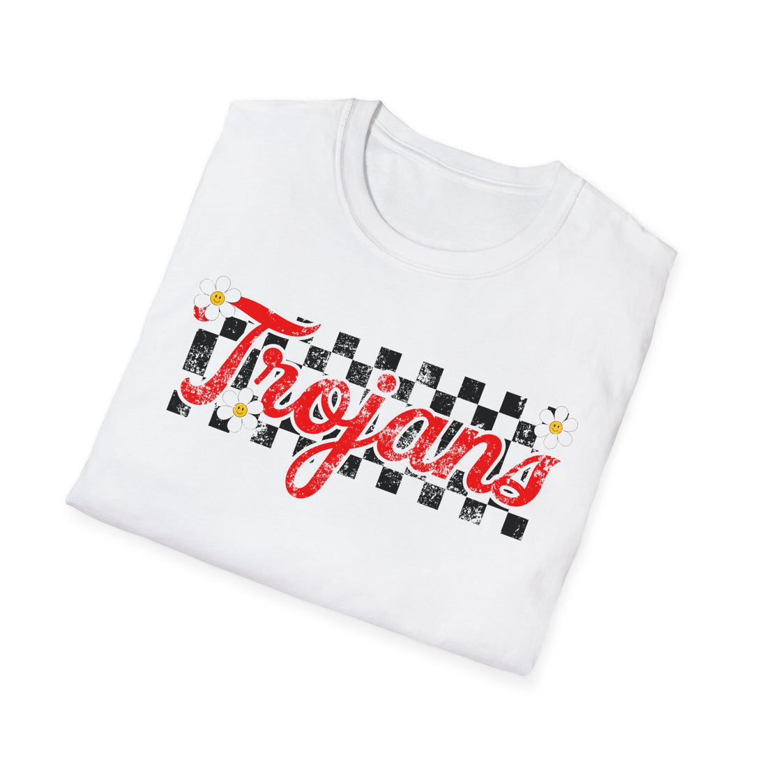 Center Grove Retro Checker Flowers Spirit Unisex Softstyle T-Shirt