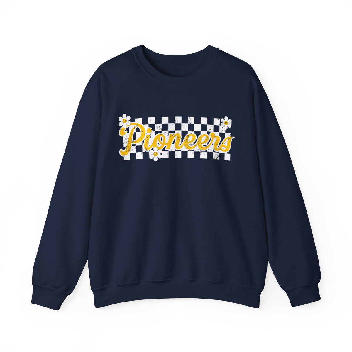 Mooresville Retro Flowers Check Unisex Heavy Blend™ Crewneck Sweatshirt