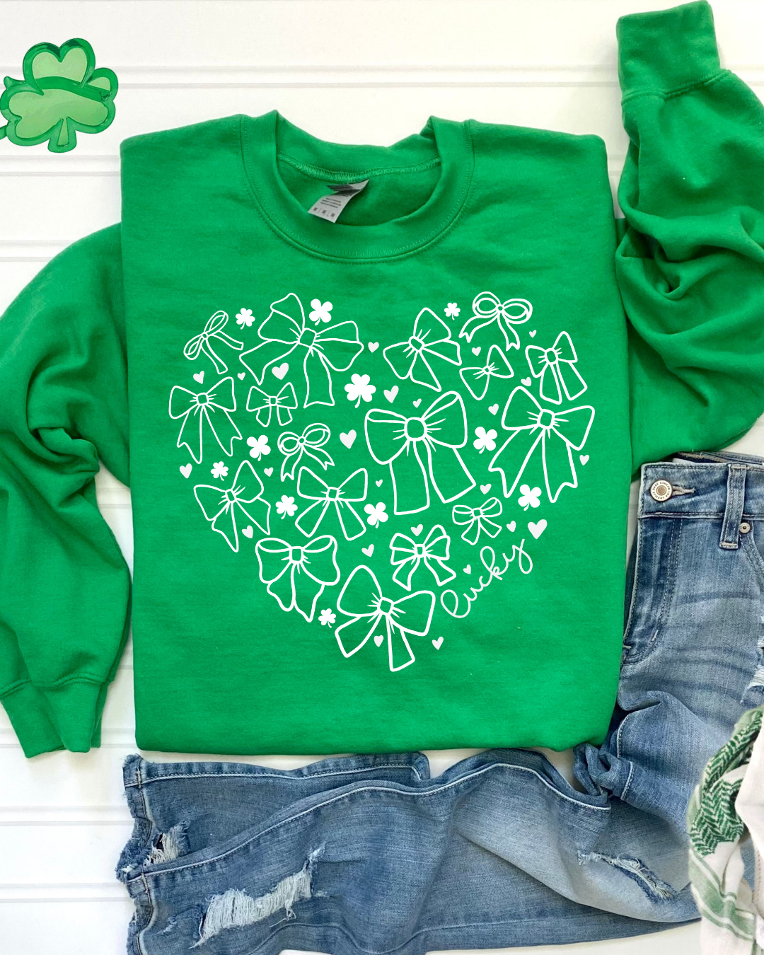 Lucky bow and shamrock heart Unisex Sweatshirt