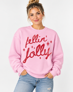 Feelin' Jolly | Retro Red Christmas Crewneck Sweatshirt