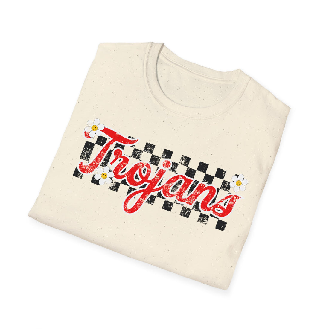 Center Grove Retro Checker Flowers Spirit Unisex Softstyle T-Shirt