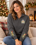 Woodland Christmas Cottage Quarter-Zip Sweatshirt