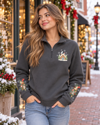 Woodland Christmas Cottage Quarter-Zip Sweatshirt