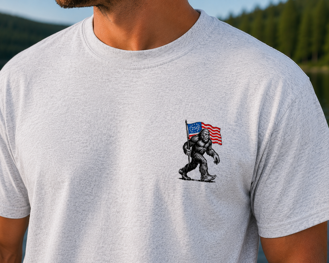 250 Years Running Free – Bigfoot Patriot Tee