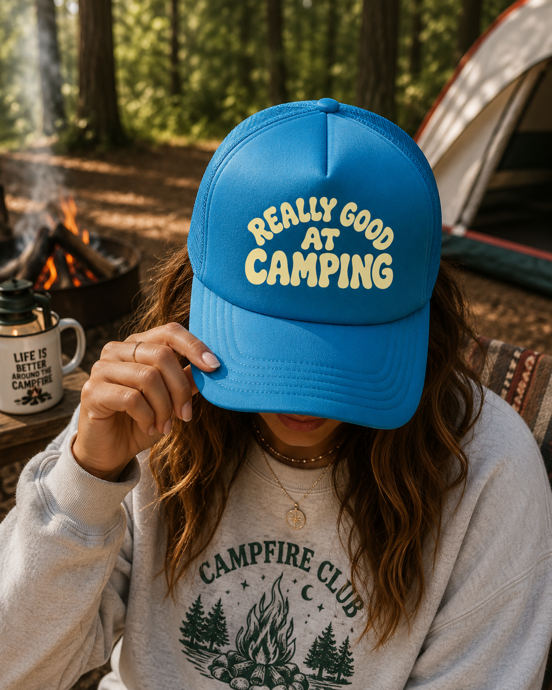 Really Good At Camping Trucker Hat