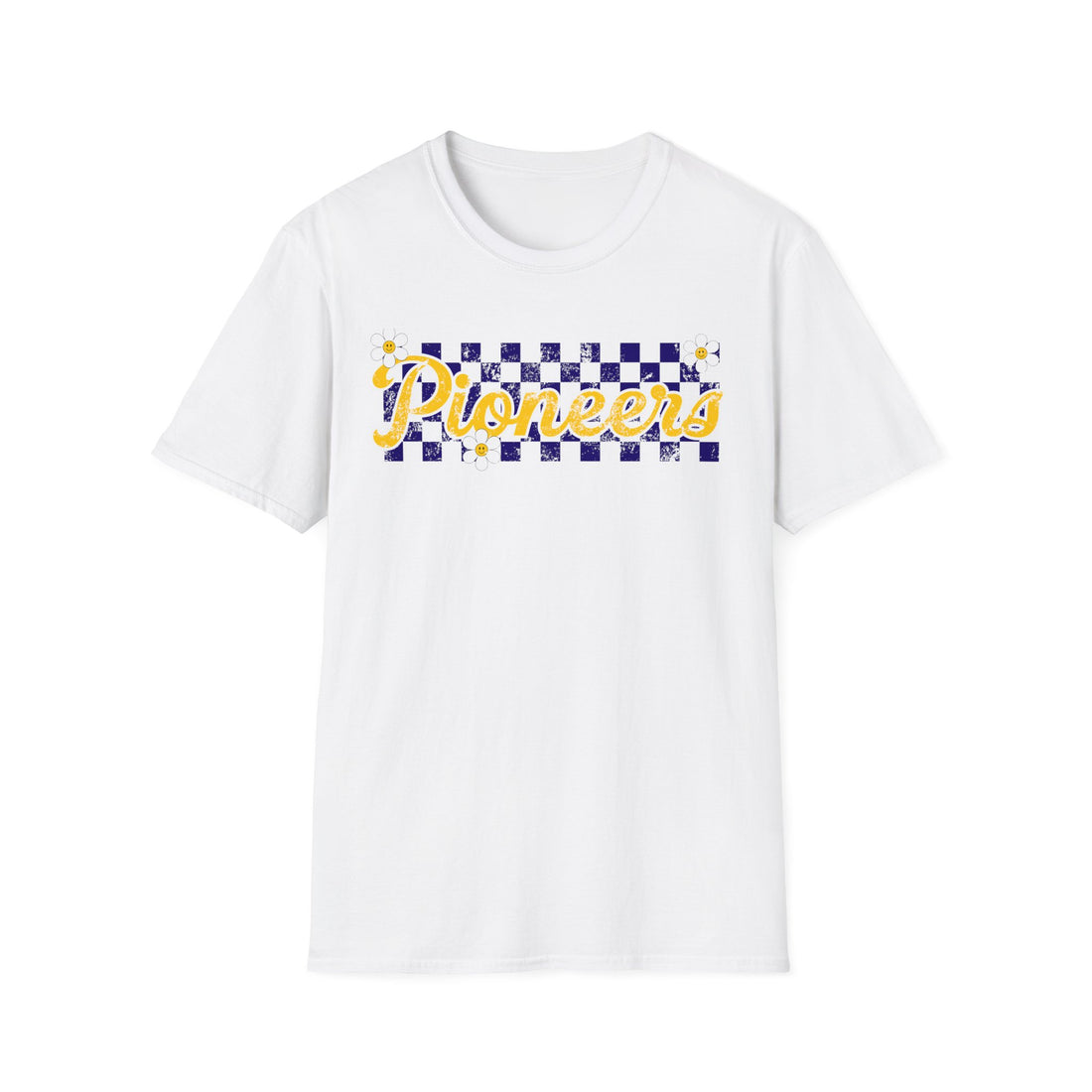 Pioneer Retro Checker Flowers Spirit Unisex Softstyle T-Shirt