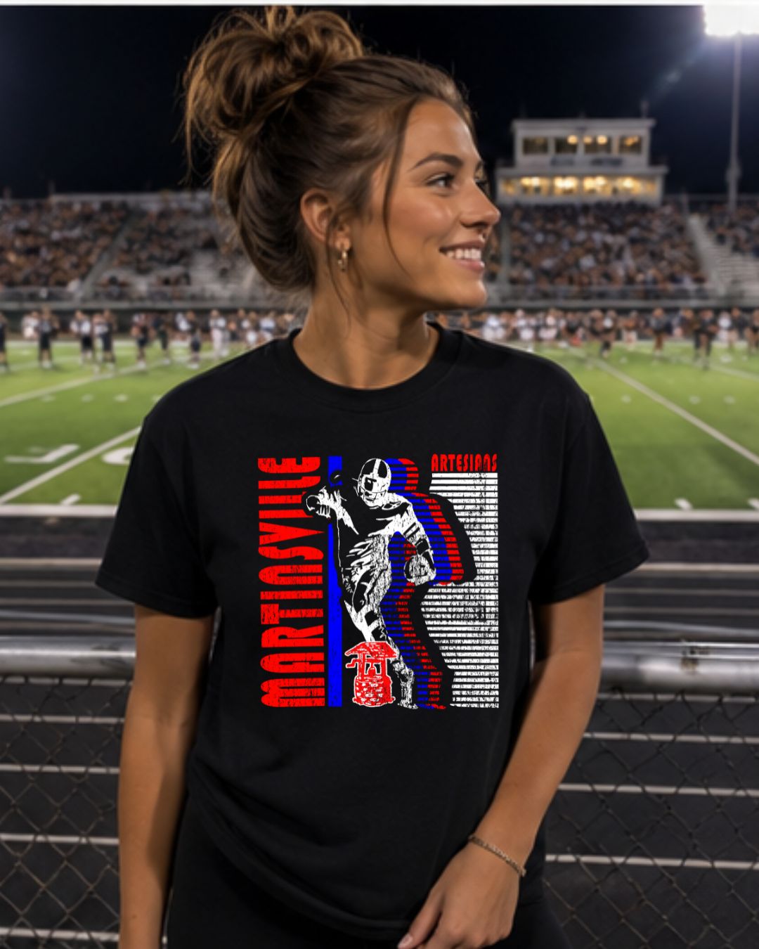 Martinsville Artesians Football Graphic Tee in Black