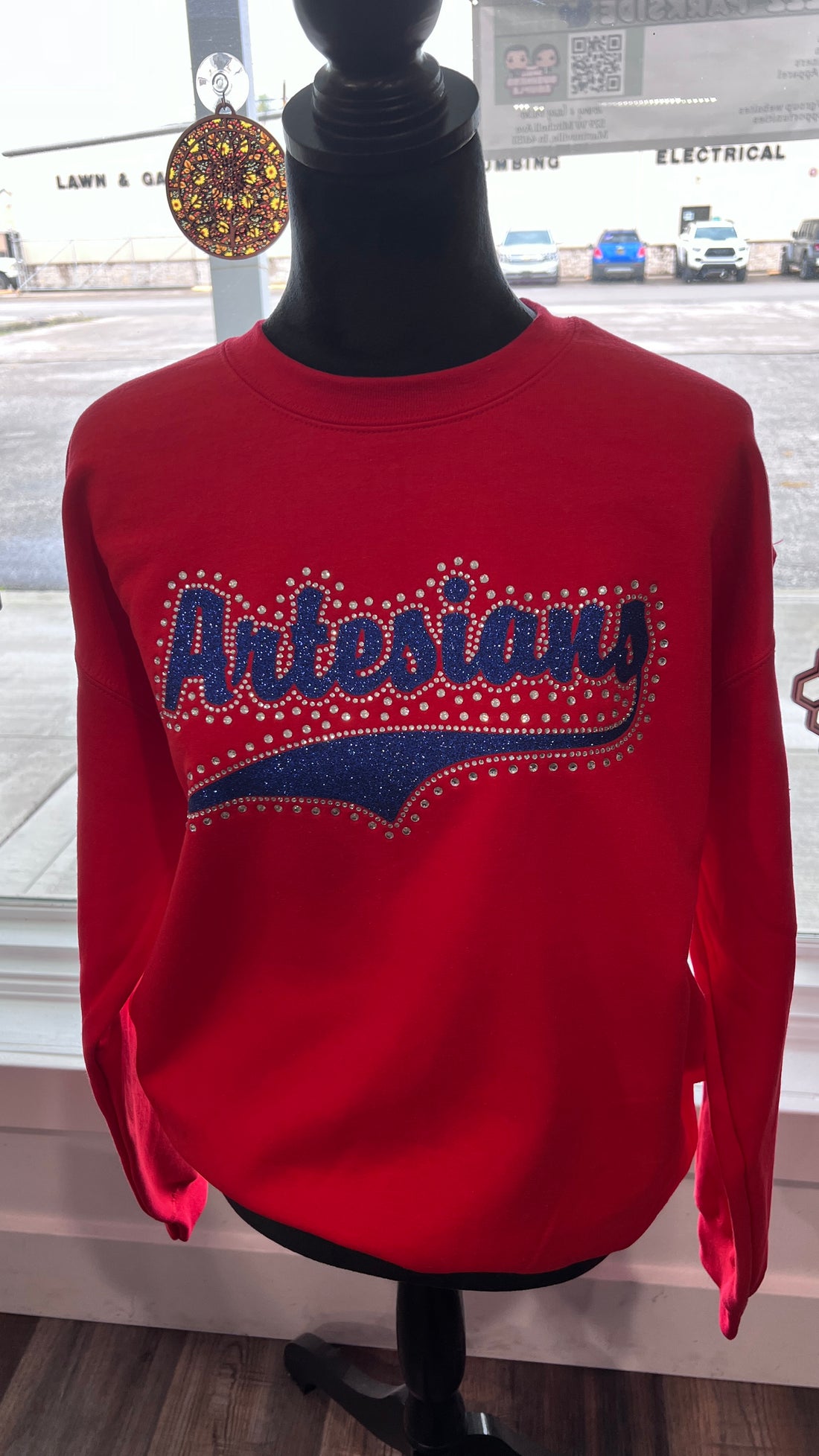 Martinsville Rhinestone and Glitter unisex Red Sweatshirt