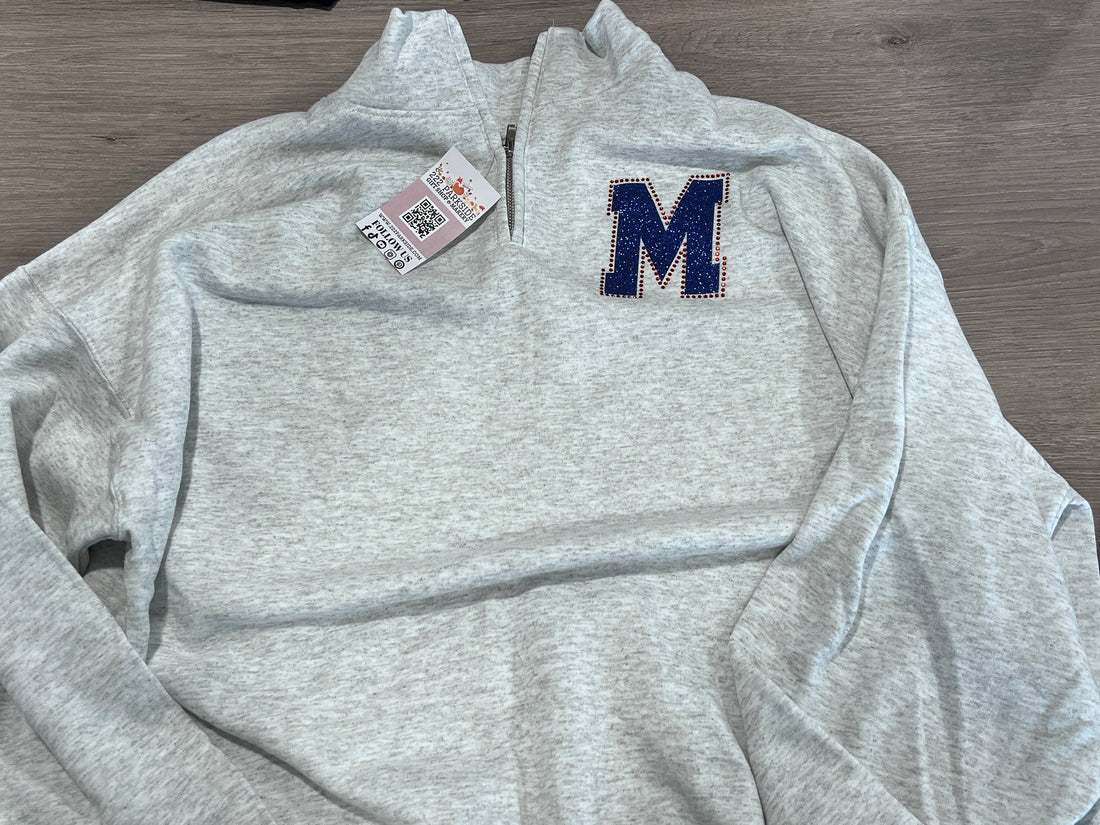 Martinsville Rhinestone and Glitter unisex Quarter zip Sweatshirt