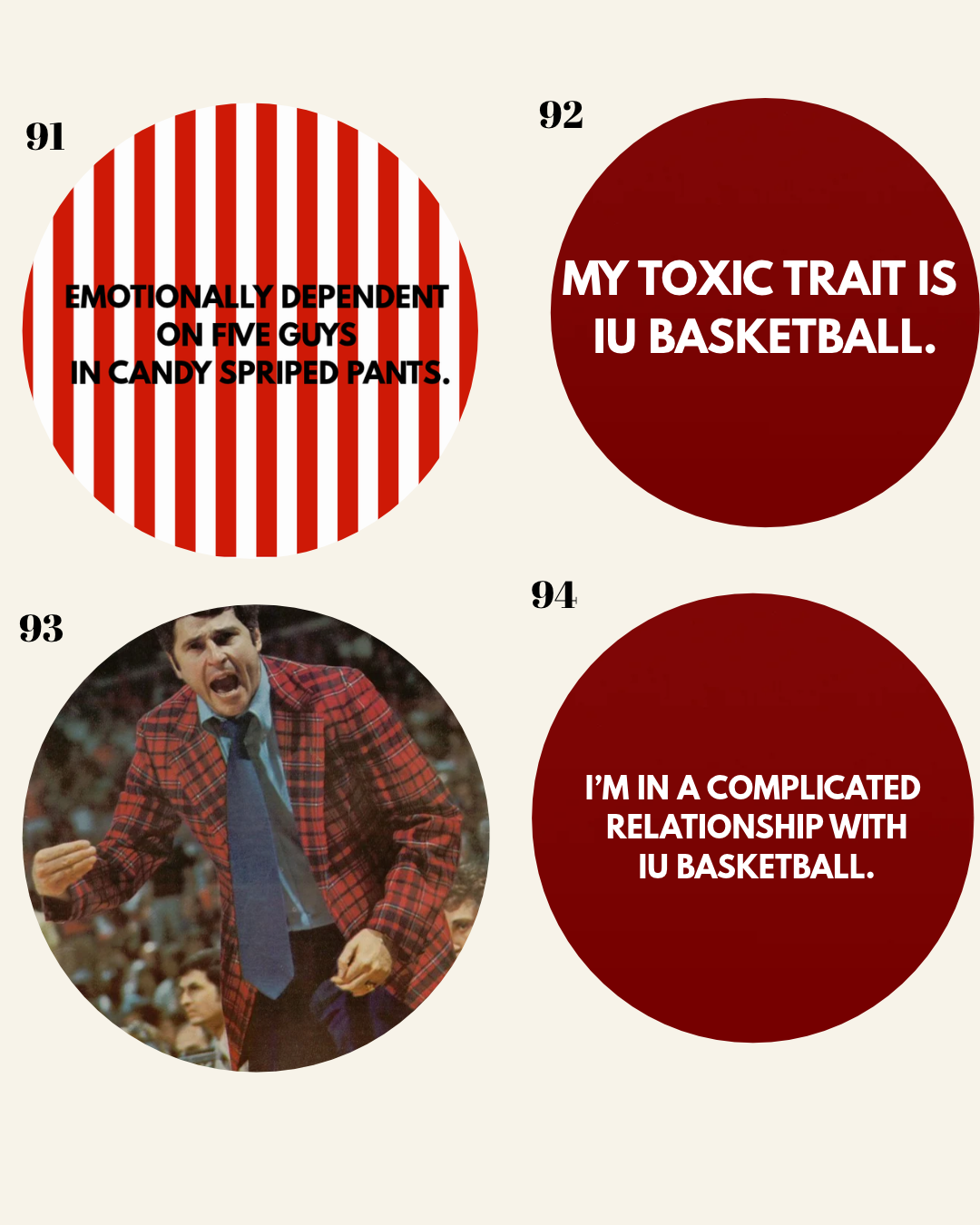 INDIANA BASKETBALL BUTTON SERIES ONES