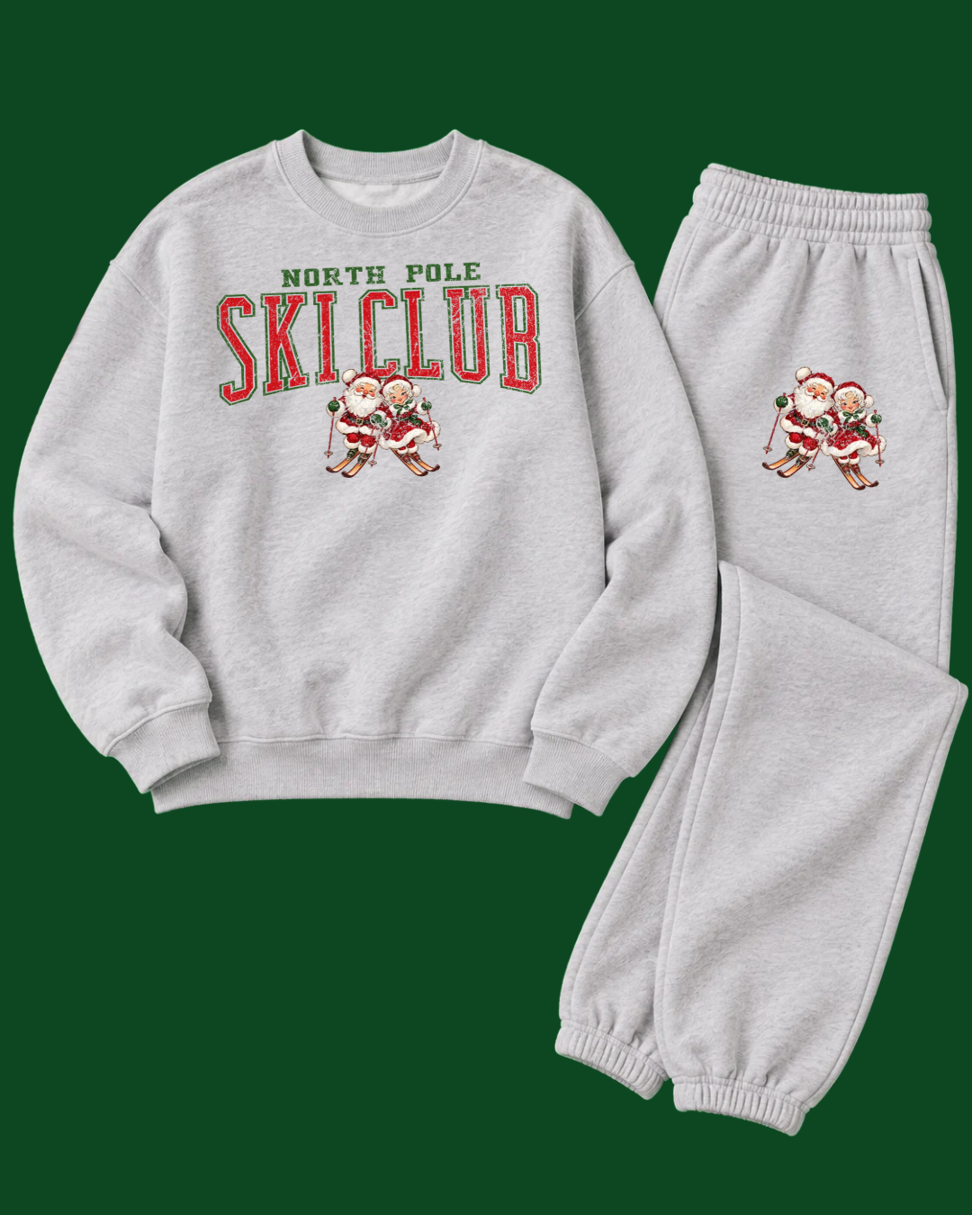 North Pole Ski Club | Gildan Matching Crewneck & Sweatpants Set — Ash