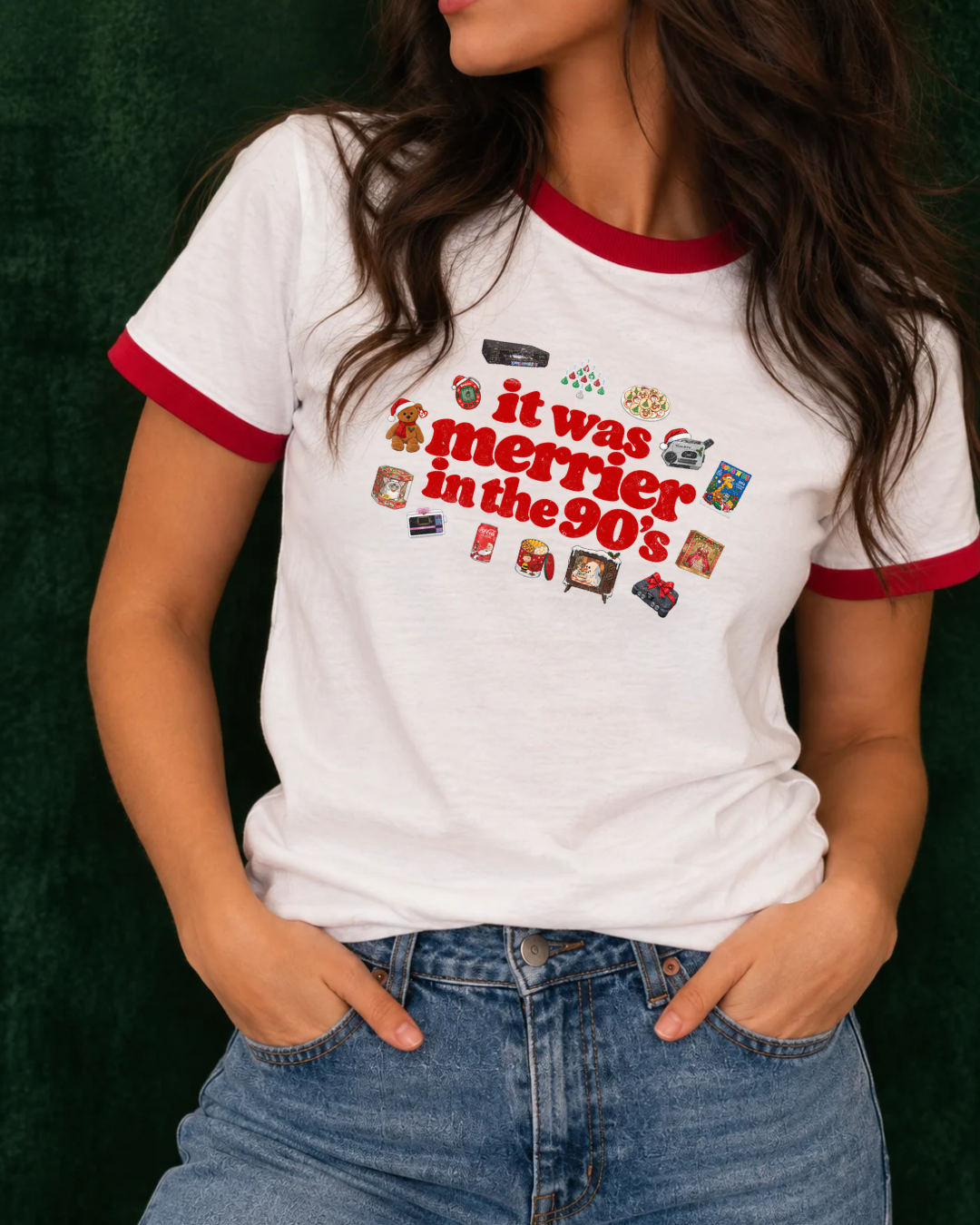 It Was Merrier in the ’90s | Nostalgic Christmas Ringer Tee