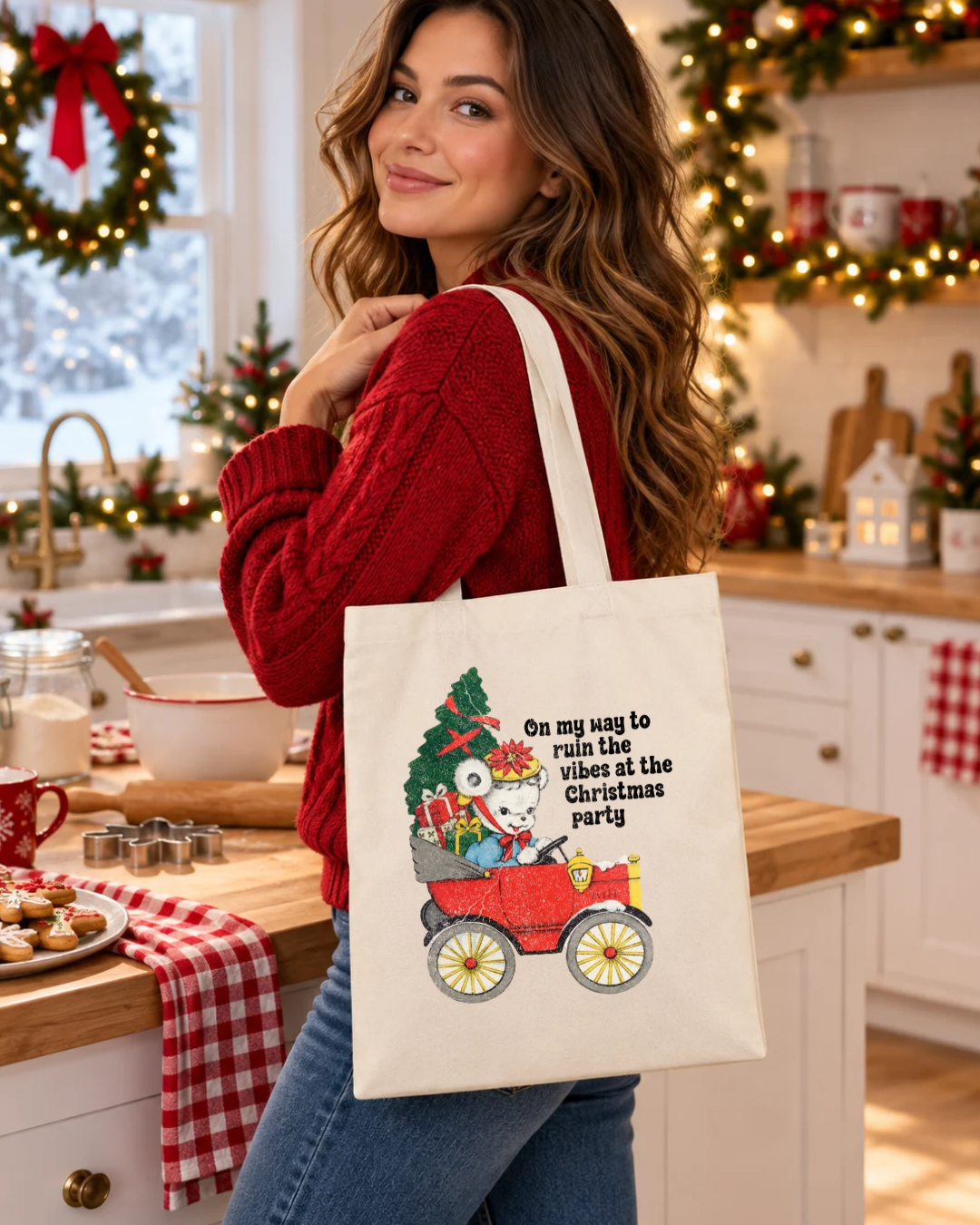 Christmas Whimsy & a Little Attitude | Vintage Christmas Tote Bag