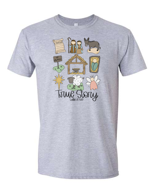 True Story Christmas tee line ATHELETIC GREY TEE