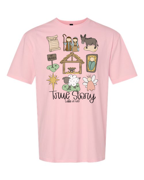 True Story Christmas tee line PINK TEE
