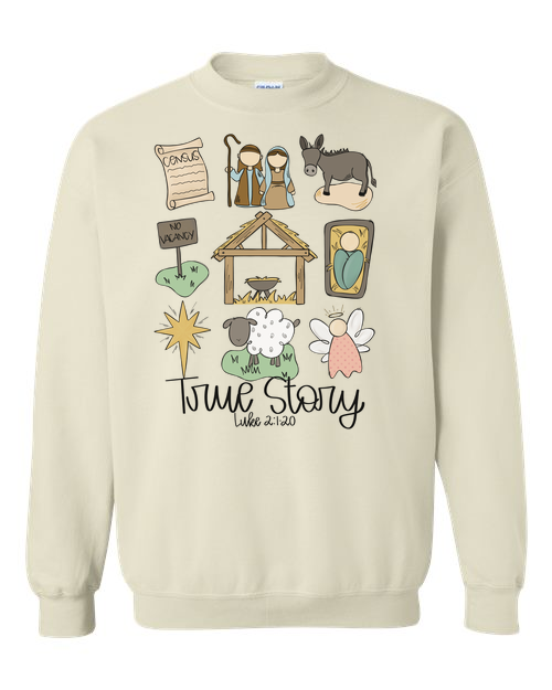 True Story Christmas tee line SAND SWEATSHIRT