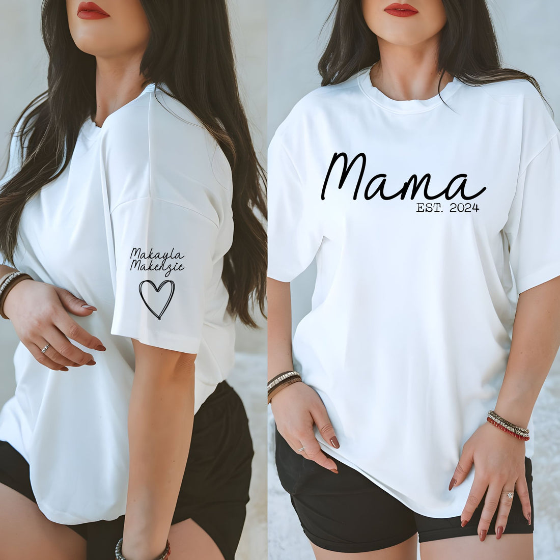 Custom Mom/Grandma Shirt Sleeve Tee