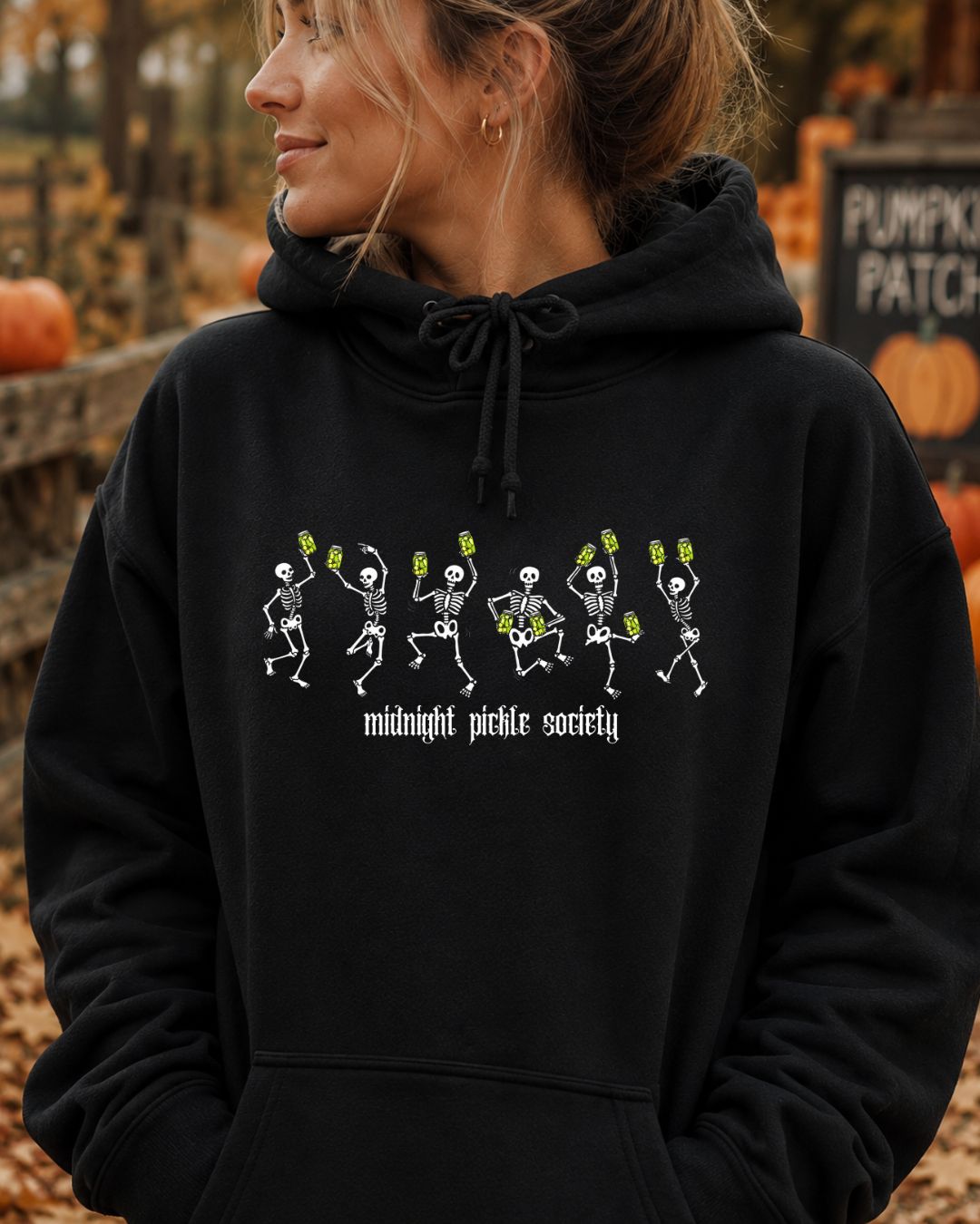 Midnight Pickle Society Gildan Hoodie | Dancing Skeletons – 222
